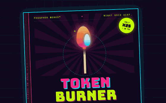 The TokenBurner matchbox - a struck match burning above the wordmark