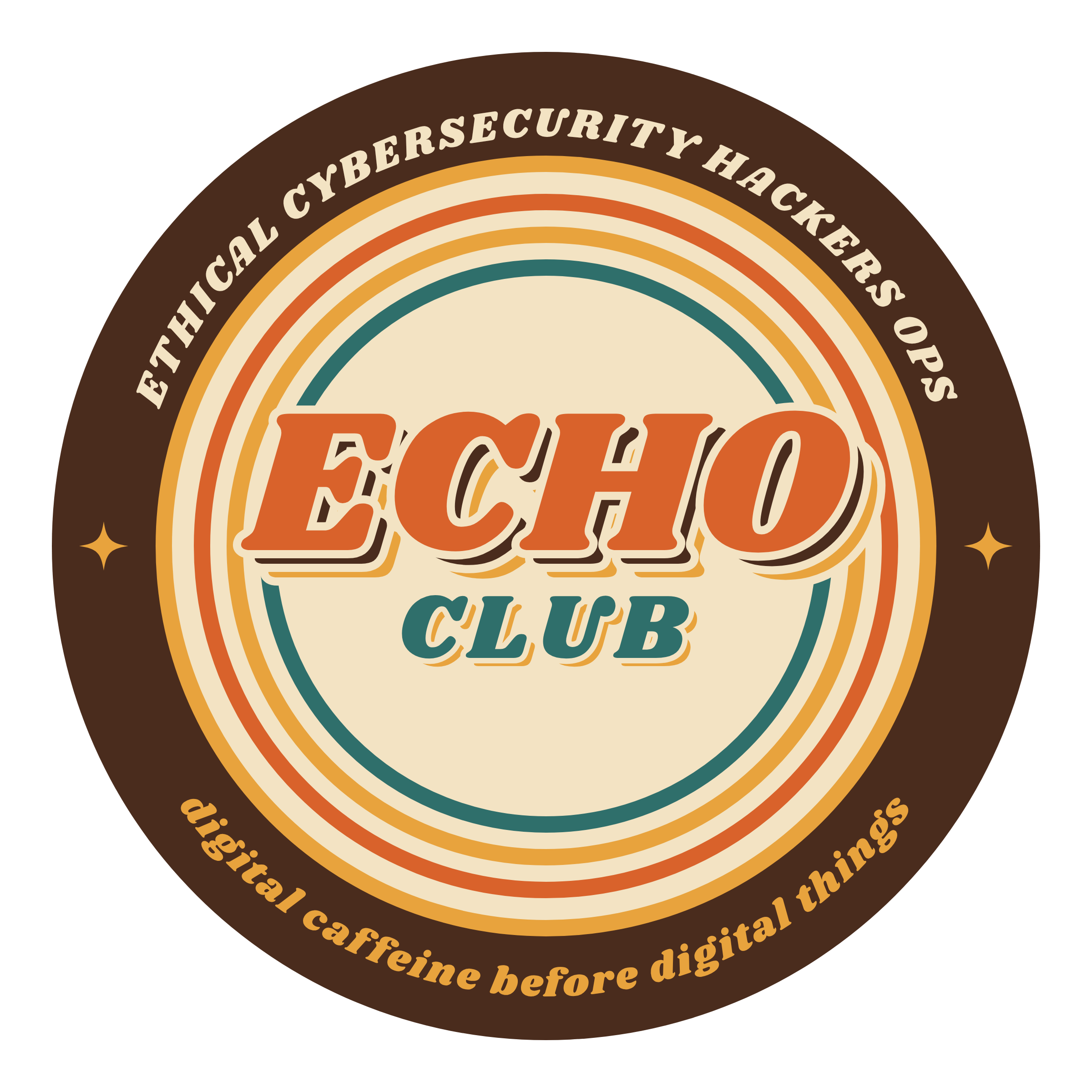 ECHO Club sticker, Retro 70s color version